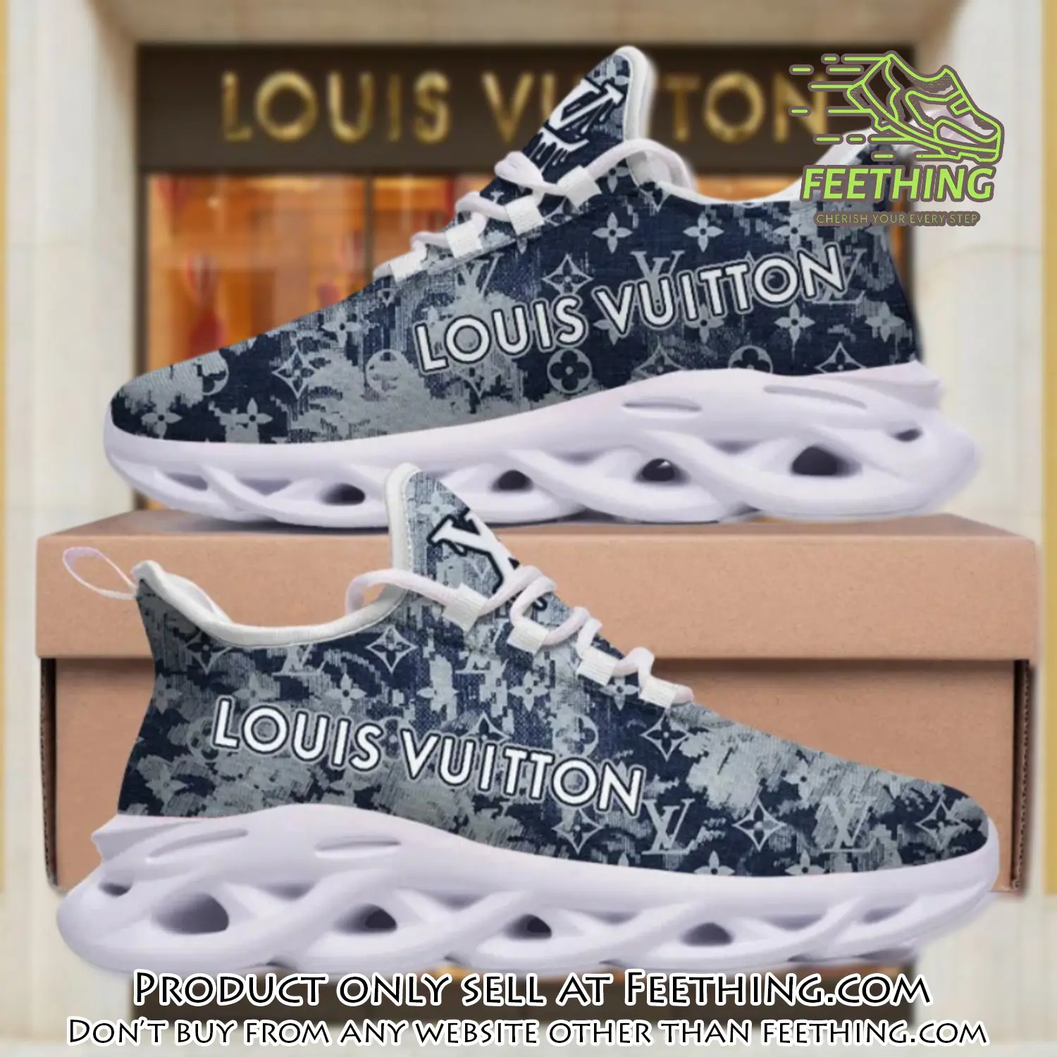 Louis vuitton blue pattern max soul shoes luxury brand gifts for men women ft4356937